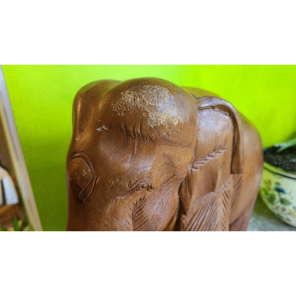 Vintage 1970s Hand Carved Elephant mother and calf - Picture 11 of 12